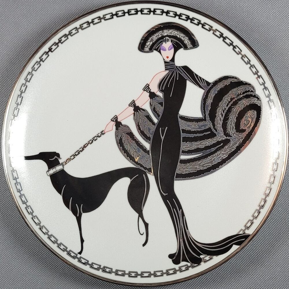 House of Erte Symphony in Black Franklin Mint Art Deco Plate COA Stand